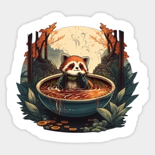 Red Panda Ramen Hot Spring Sticker